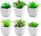 Set of 6 Mini Artificial Succulent Plants in Pots – Small Fake Potted Succulents for Home, Office Desk, Bedroom, Bathroom, Shelf & Windowsill Decor